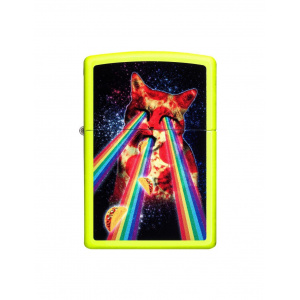 Zippo Brichetă 29614 Pizza Cat Rainbow Neon Yellow
