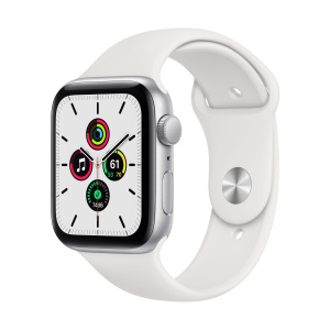 Apple Watch SE 44mm GPS+Cellular Silver Aluminum Case with White Sport Band