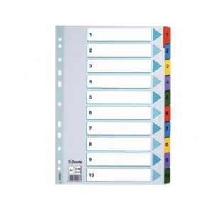 Esselte Separatoare carton Mylar cu index laminat A4 numere 1-12 96002553