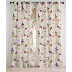 Stof Draperie Fluturi mov si roz - bej