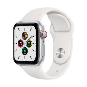 Apple Watch SE 40mm GPS+Cellular Silver Aluminum Case with White Sport Band