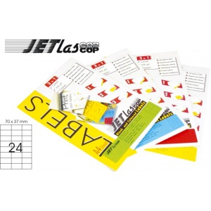 Etilux Etichete color autoadezive 24/A4, 70 x 37 mm, 25 coli/top, JETLASCOP - galben