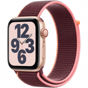 Apple Watch SE 40mm GPS+Cellular Gold Aluminum Case with Plum Sport Loop
