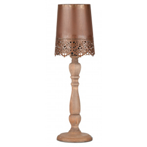 Trimar Lampadar din lemn cu abajur dantelat maro Industrial