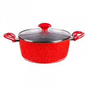 Zephyr Oala aluminiu forjat Red Passion, 24 cm, 4.7 l, invelis marmura ZP4418E24