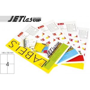 Etilux Etichete color autoadezive 4/A4, 105 x 148,5 mm, 25 coli/top, JETLASCOP - galben
