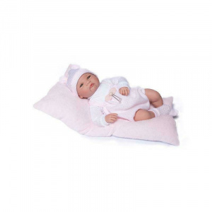 Guca Papusa bebe realist Reborn Elsa cu salteluta roz blanita 46 cm