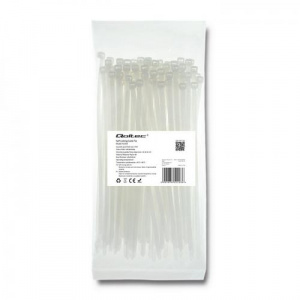 Qoltec Organizator cabluri , 100buc, White 52203