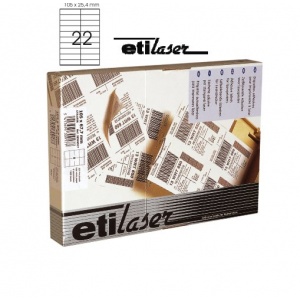 Etilux Etichete autoadezive 22/A4, 105 x 25,4 mm, 200 coli/top, ETILASER - albe