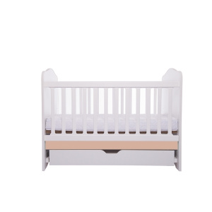 Eurogloria Como cu sertar - Alb cu Cappucino + Saltea cocos confort 120 x 60 x 12 cm