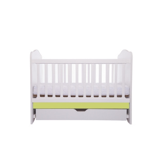 Eurogloria Como cu sertar - Alb cu Verde + Saltea cocos confort 120 x 60 x 12 cm