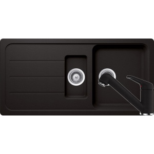 Schock Set Chiuveta Formhaus D-150L si Baterie Cosmo cu Dus Extractibil Nero