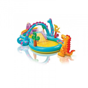 EcoToys Piscina gonflabila pentru copii cu tobogan si dinosauri 57135NP