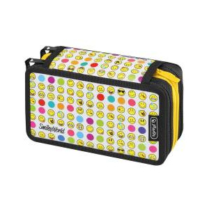 Herlitz Penar echipat triplu 3 compartimente 31 piese Smiley Rainbow Faces