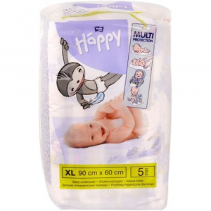 Happy Cearceaf absorbant, 90x60 cm, 5 buc.