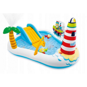 EcoToys Piscina gonflabila cu tobogan, pescar Intex 57162NP