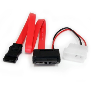 StarTech.com 12in Slimline SATA to SATA with LP4 Power Cable Adapter SLSATAF12