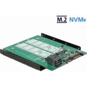 Delock 3.5″ Converter SATA 22 pin / SFF-8643 NVMe > 1 x M.2 Key M + 1 x M.2 Key B 62704