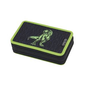 Herlitz Penar echipat dublu 2 compartimente 23 piese Green Dino
