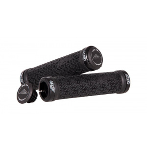 Azonic Mansoane lock-on Logo, 130mm, Guma Max-Grip neagra, 2 inele aluminiu