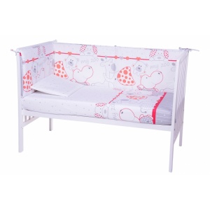 Nichiduta Lenjerie patut cu 5 piese My Little Zoo Red 003