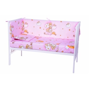 Nichiduta Lenjerie patut cu 5 piese Sleepy Teddy Bear Pink 008