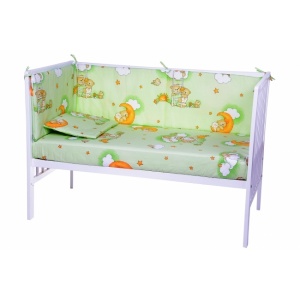 Nichiduta Lenjerie patut cu 5 piese Sleepy Teddy Bear Green 007