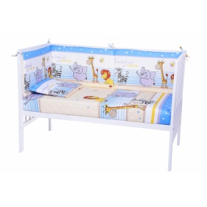Nichiduta Lenjerie patut cu 5 piese Jungla Animalutelor Blue 011