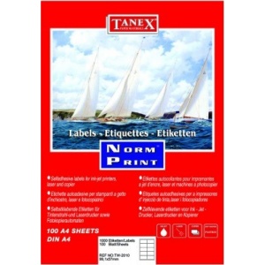 TANEX Etichete autoadezive albe, 10/A4, 99.06 x 57mm, 100 coli/top, TA