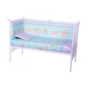 Nichiduta Lenjerie patut cu 5 piese Sleepy Little Bear Turquoise 018