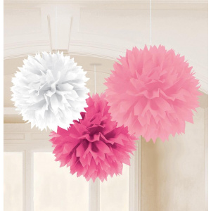 Amscan Decoratiuni Pom Pom 3 Buc - roz-alb-mov