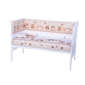Nichiduta Lenjerie patut cu 5 piese Owls Beige 028