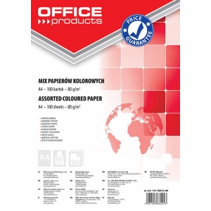 OFFICE PRODUCTS Hartie color, 80g/mp, 100 (5 x 20) coli/top - culori pale OF-14110015-99