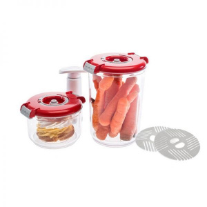 Status Set de caserole vacuum rotunde Round Rosu