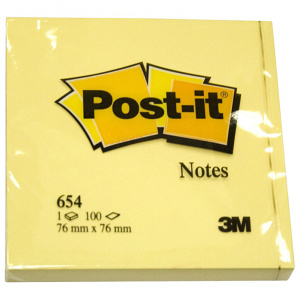 3M Notite adezive Post-it 654, 76 x 76 mm, galben