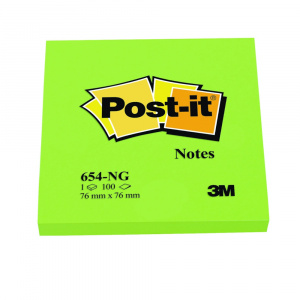 3M Notite adezive Post-it, 76 x 76 mm, verde neon, 100 file