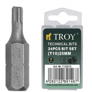 Troy Set de biți Torx (T 25 x 25 mm), 24 piese