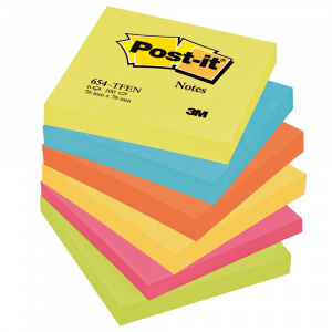 3M Notite adezive Post-it 654 asortate, neon