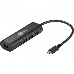 Goobay Adaptor USB C tata la 4x USB 3.0 A mama negru