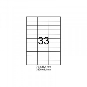 SMART labels Etichete autoadezive albe mate colturi drepte 33/A4(70x25.4mm)