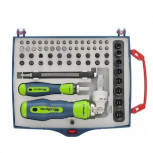 MTX Set surubelnite cu clichet, biti, tubulare, Sibrteh 61 piese, CrV 13363
