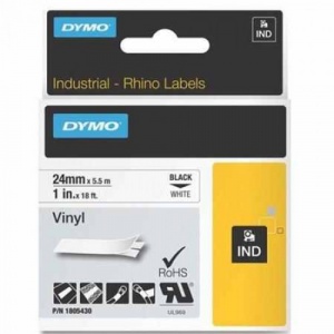 DYMO Banda vinil ID1 DY1805430 24mm, Negru/Alb - 1805430