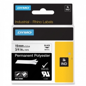 DYMO Banda poliester DY18484 19mm, Negru/Alb - S0718220