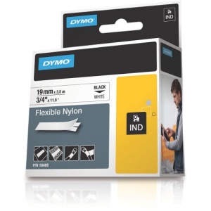 DYMO Banda nylon flexibil DY18489 19mm, Negru/Alb - 18489