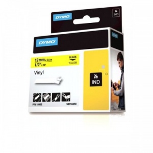 DYMO Banda vinil ID1 DY18444 12mm, Negru/Alb - 18444