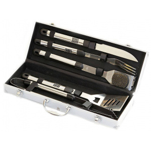 ACTIVA Set 5 ustensile din inox pentru gratar cutie din aluminiu 16100