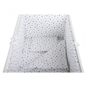 BabyNeeds Lenjerie patut 5 piese Alb cu stelute