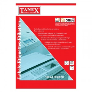 TANEX Top 100 bucati etichete autoadezive albe 4/A4 (105x148,5mm)