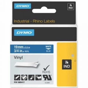 DYMO Banda vinil ID1 DY1805417 19mm, Alb/Albastru - 1805417