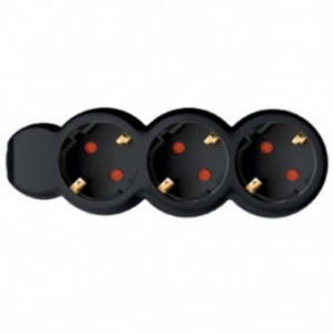 Home Prelungitor cu 3 locasuri, NV 3-3/B, lungime 3 m, negru, cu impamantare